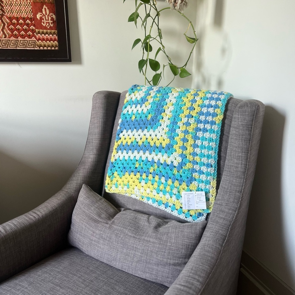 Colorful Handmade Crocheted Blanket NWT